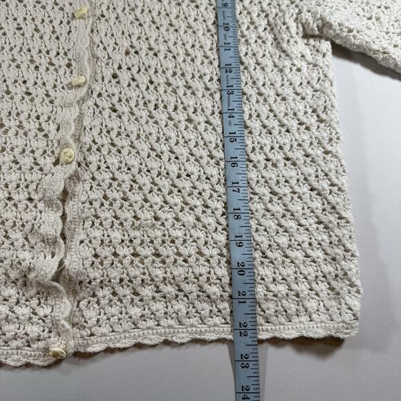 Vintage Northern Reflections Open Knit Boho Cottage cardigan sweater White Sz XL - Picture 7 of 7